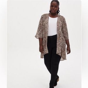 NWT Torrid Leopard Print Chiffon Hi-Low Kimono Size 4/26